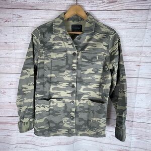 SANCTUARY Camo Shacket Jacket Button Down Cotton Sz M